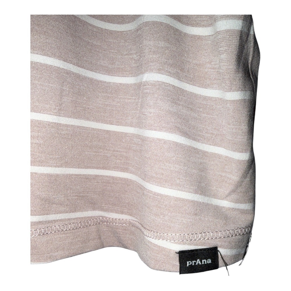 Prana Soul Searcher Tan Striped Short Sleeve Henley, Medium - Picture 4 of 6